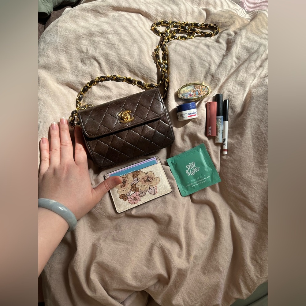 RARE Chanel Lambskin Brown Mini Flap 24K Gold Plated Hardware